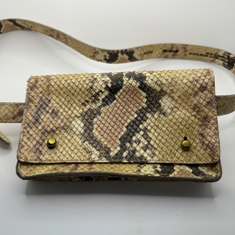 Madewell Snake Embossed Leathet Mini Belt‎ Bag Light Tan